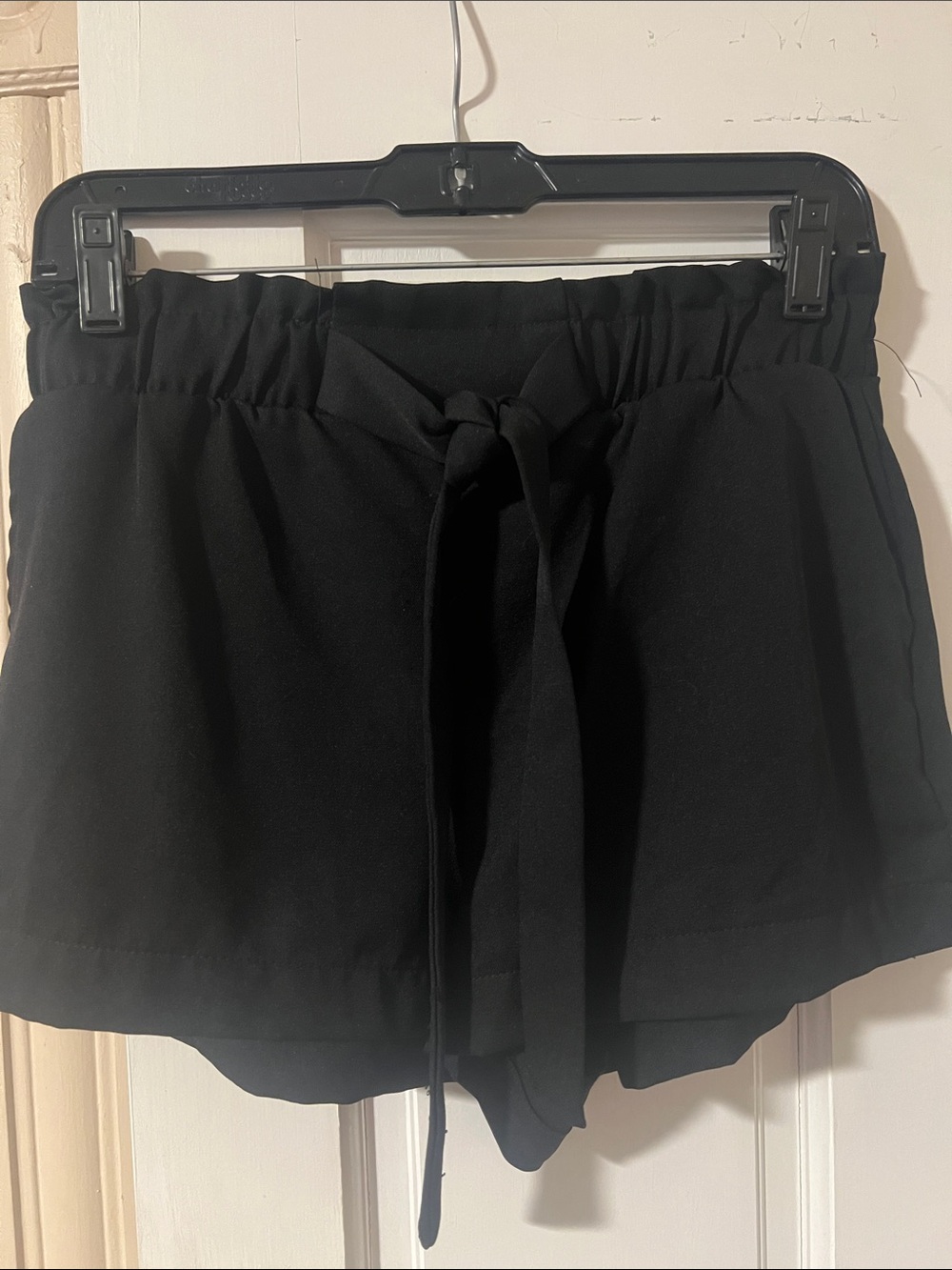 High-Waist Black Tie-Front Women's Shorts